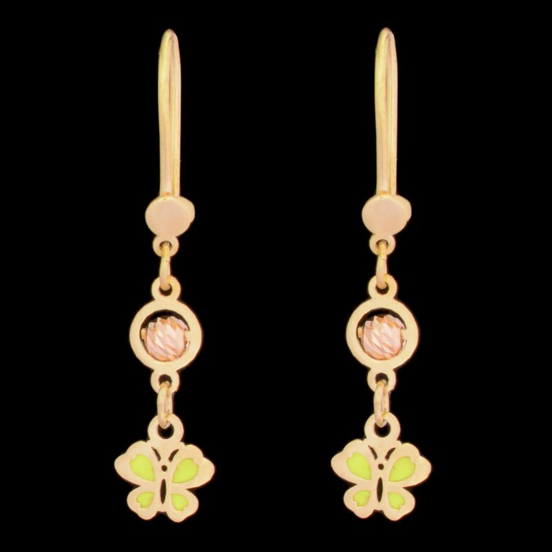 گوشواره طلا 18 عیار دخترانه طلای مستجابی مدل پروانه کد 76