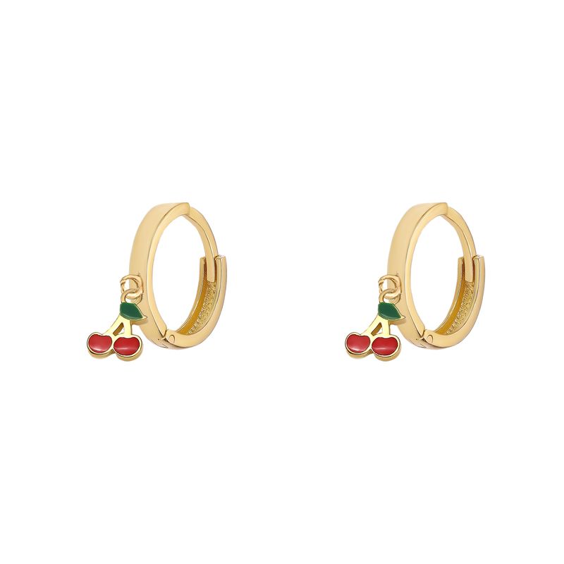 گوشواره طلا 18 عیار دخترانه ماوی گالری مدل روکو گیلاس
