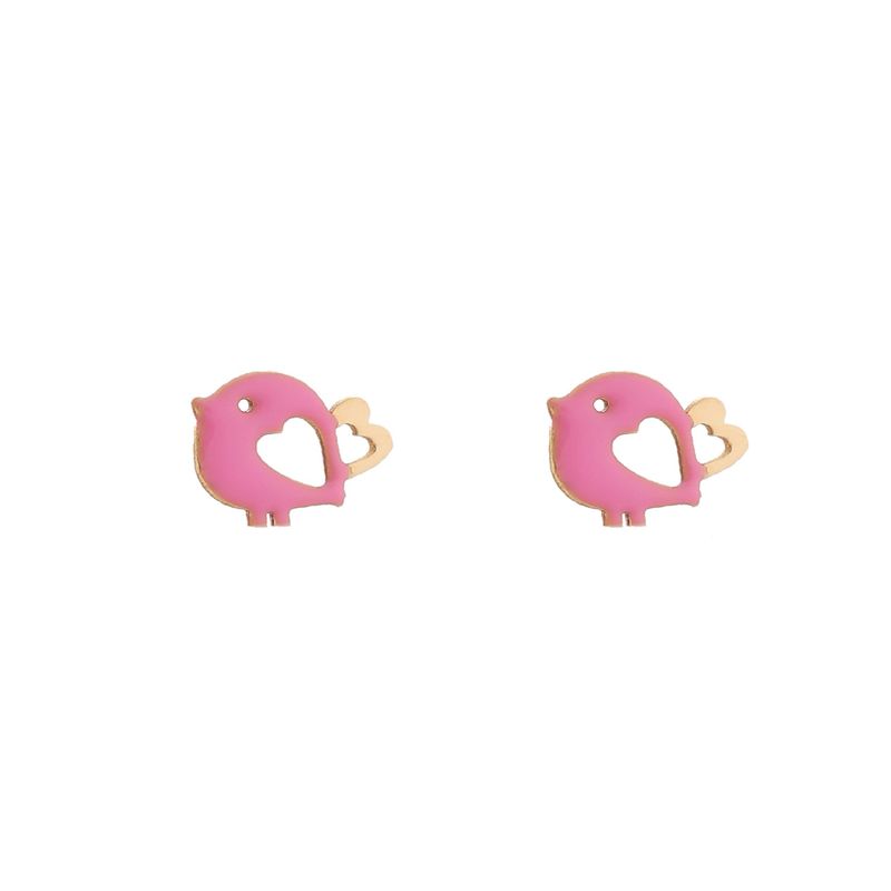 گوشواره طلا 18 عیار دخترانه هور گالری طرح گنجشک کد ake737