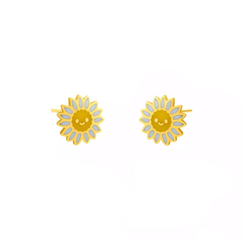 گوشواره طلا 18 عیار دخترانه گالری روبی مدل افتاب گردان