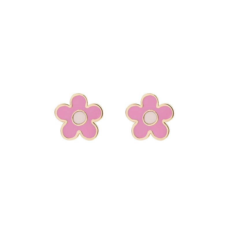 گوشواره طلا 18 عیار دخترانه گالری شیدا مجد مدل گل میناکاری