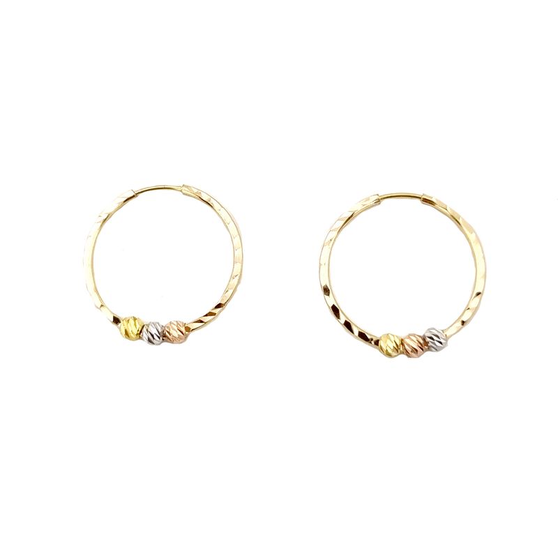 گوشواره طلا 18 عیار زنانه سین سان مدل حلقه ای سه گوی sn4351