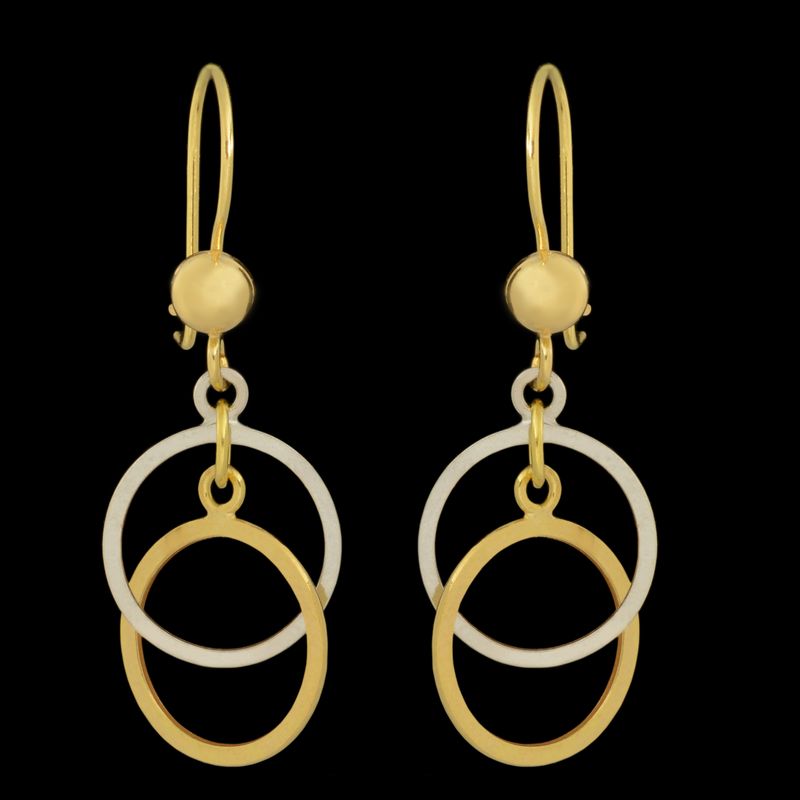 گوشواره طلا 18 عیار زنانه طلای مستجابی مدل حلقه ای دو رنگ کد 670177