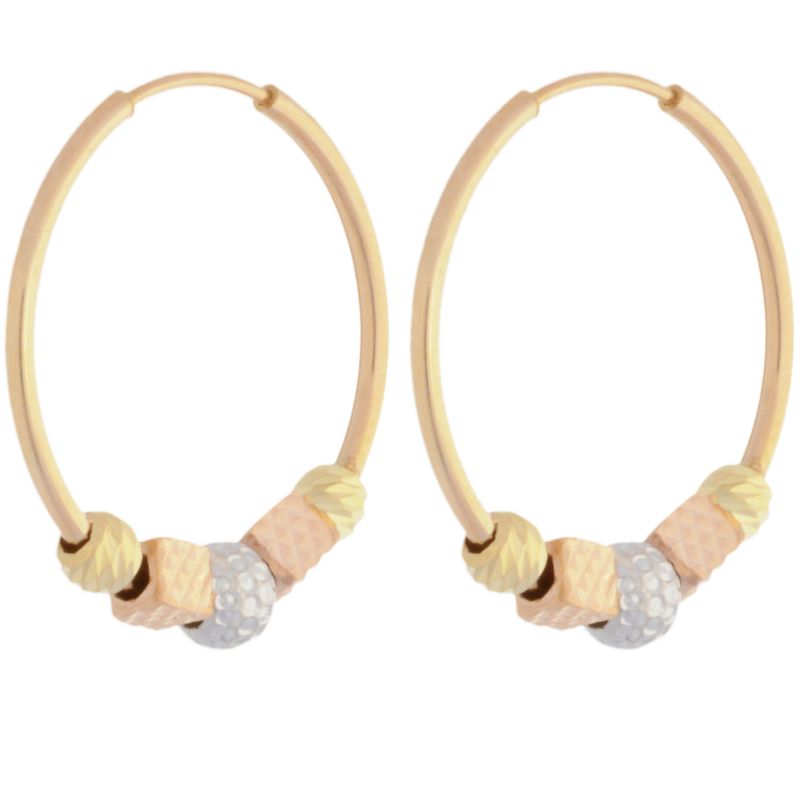 گوشواره طلا 18 عیار زنانه طلای مستجابی مدل حلقه ای گوی دار کد 002