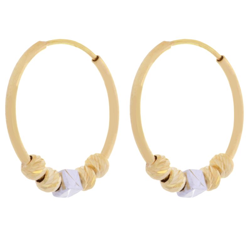 گوشواره طلا 18 عیار زنانه طلای مستجابی مدل حلقه ای گوی دار کد 13