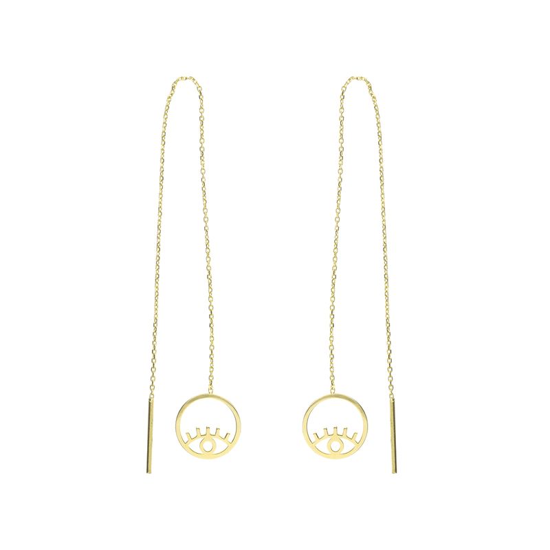 گوشواره طلا 18 عیار زنانه مدل بخیه ای ge001 طرح چشم