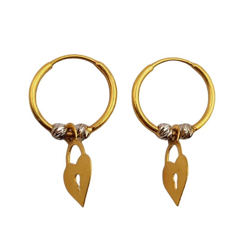 گوشواره طلا 18 عیار زنانه مدل حلقه ای قلبی