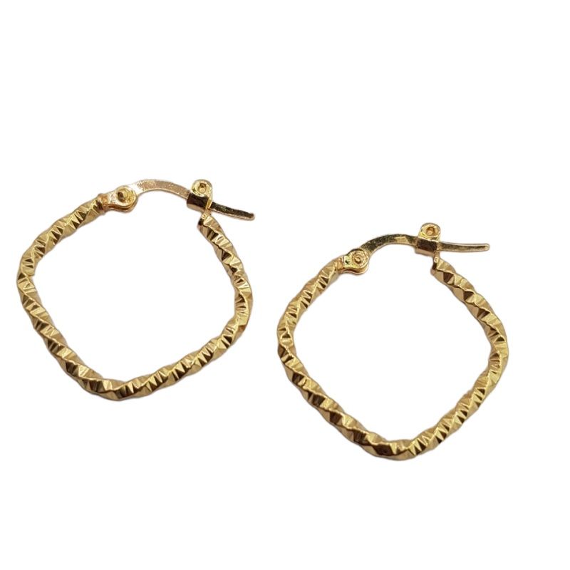 گوشواره طلا 18 عیار زنانه مدل حلقه ای مربع