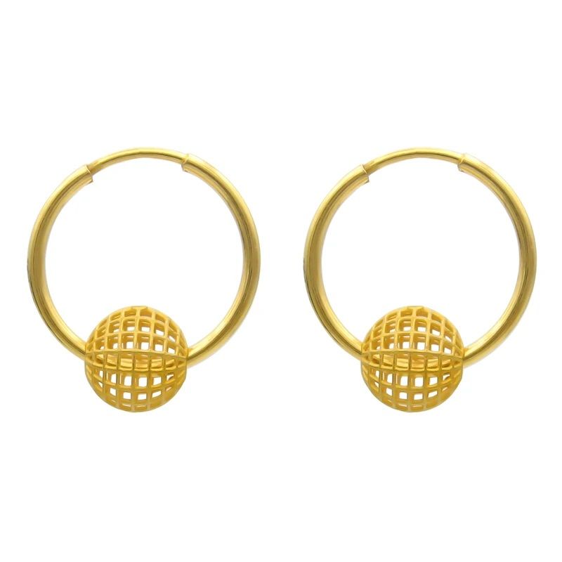 گوشواره طلا 18 عیار زنانه وی وی گلد گالری مدل گوی حلقه ای کد vg30