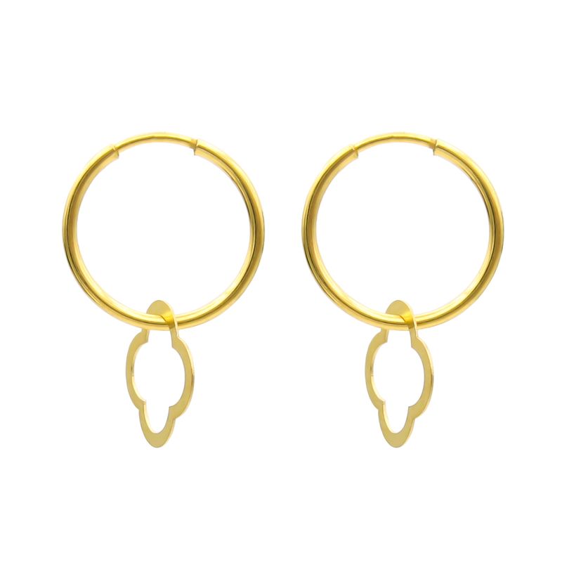 گوشواره طلا 18 عیار زنانه کاپانی مدل حلقه ای با آویز کد ke016
