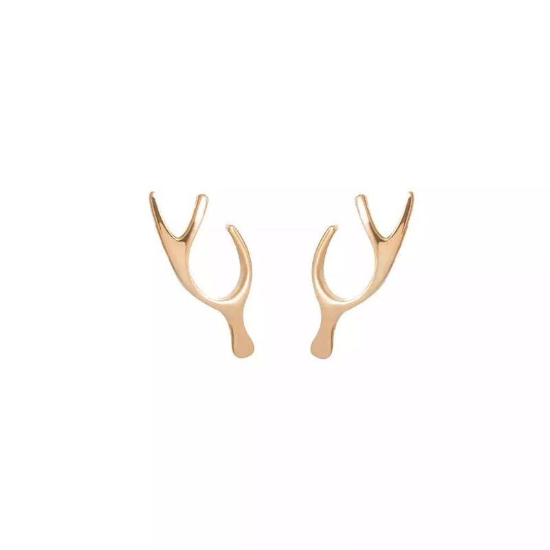 گوشواره طلا 18 عیار زنانه گالری روبی مدل  شاخ گوزن میخی