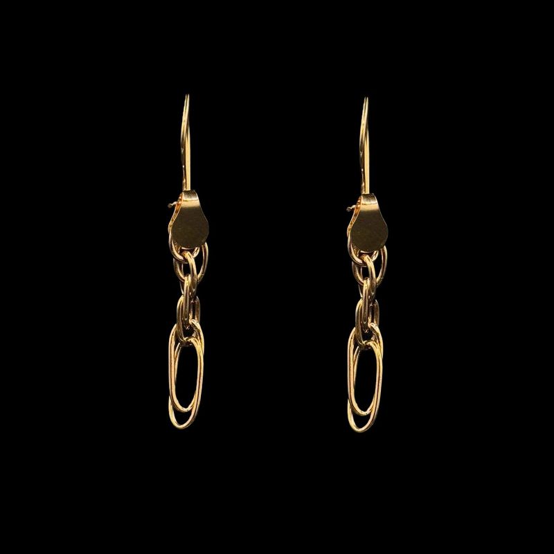 گوشواره طلا کم اجرت 18 عیار زنانه مدل شنل هرمس کد b30 07