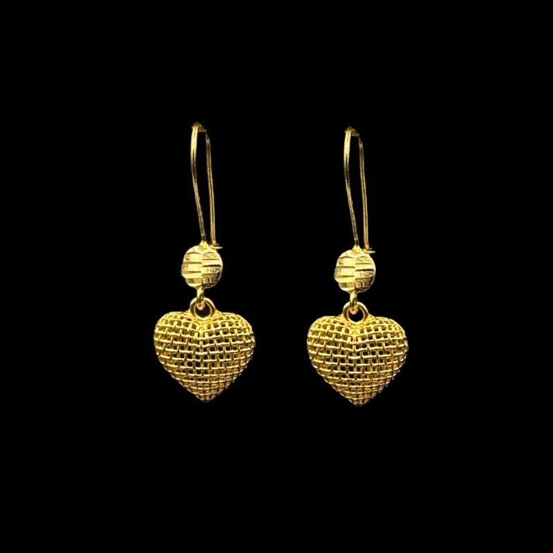گوشواره طلا کم اجرت 18 عیار زنانه ناریا مدل قلب کد 001