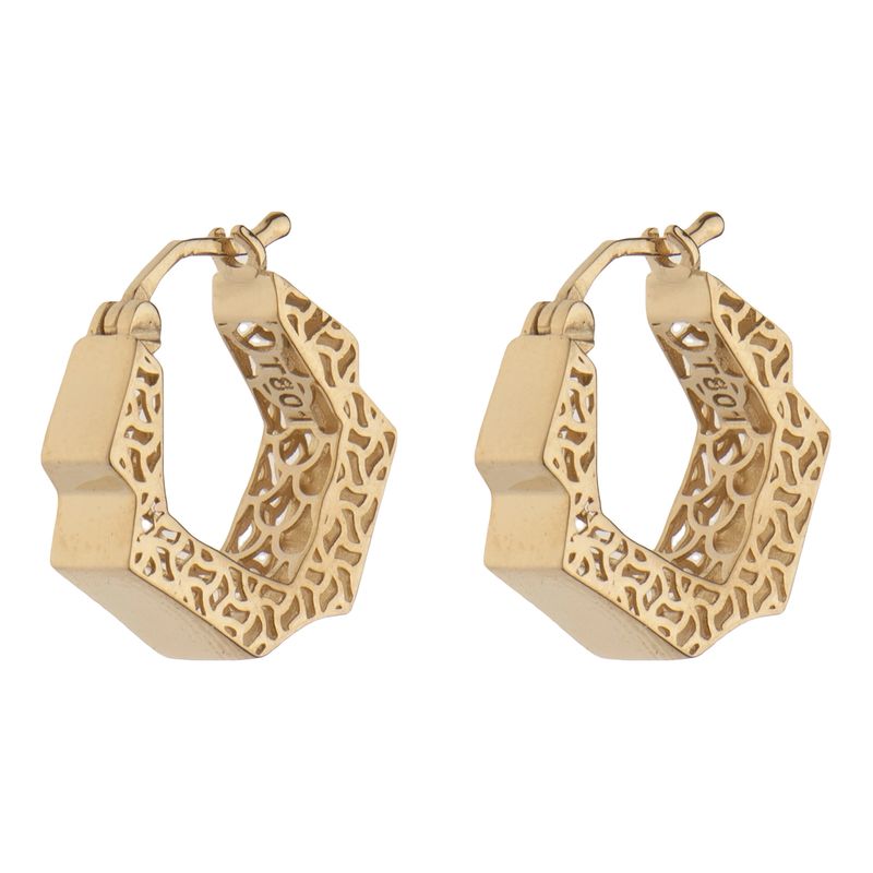 گوشواره طلا کم اجرت 18عیار زنانه گلدم مدل پنج ضلعیe 3070062