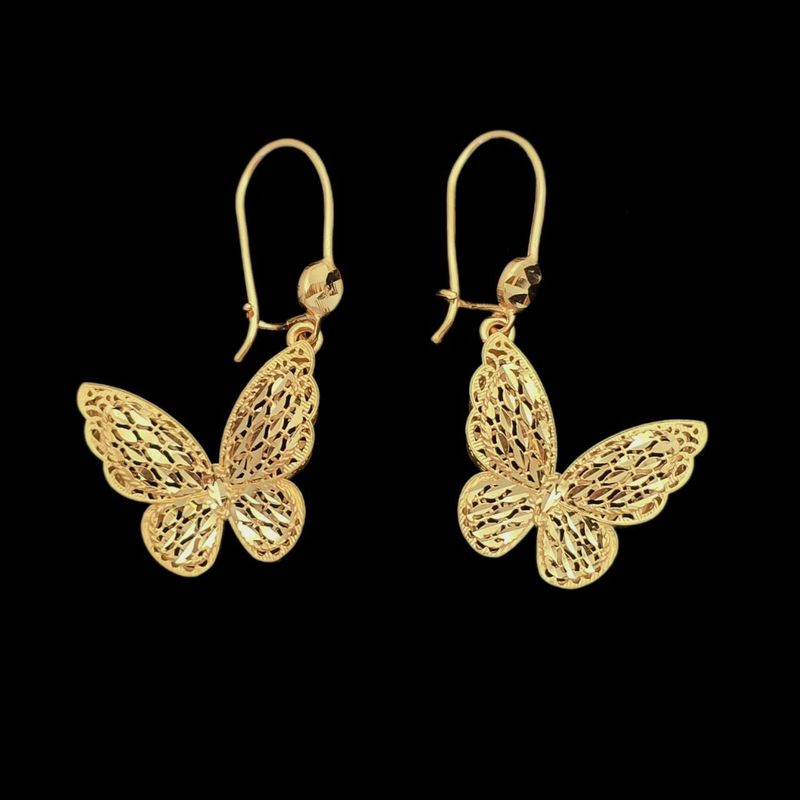 گوشواره طلا کم اجرت ۱۸ عیار گالری طلا و شمش برلیان مدل پروانه ۲۰۲۵
