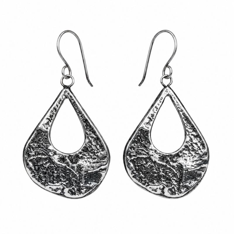 گوشواره عصایی نقره زنانه مدل سنتی اسلیمی سیاه قلم