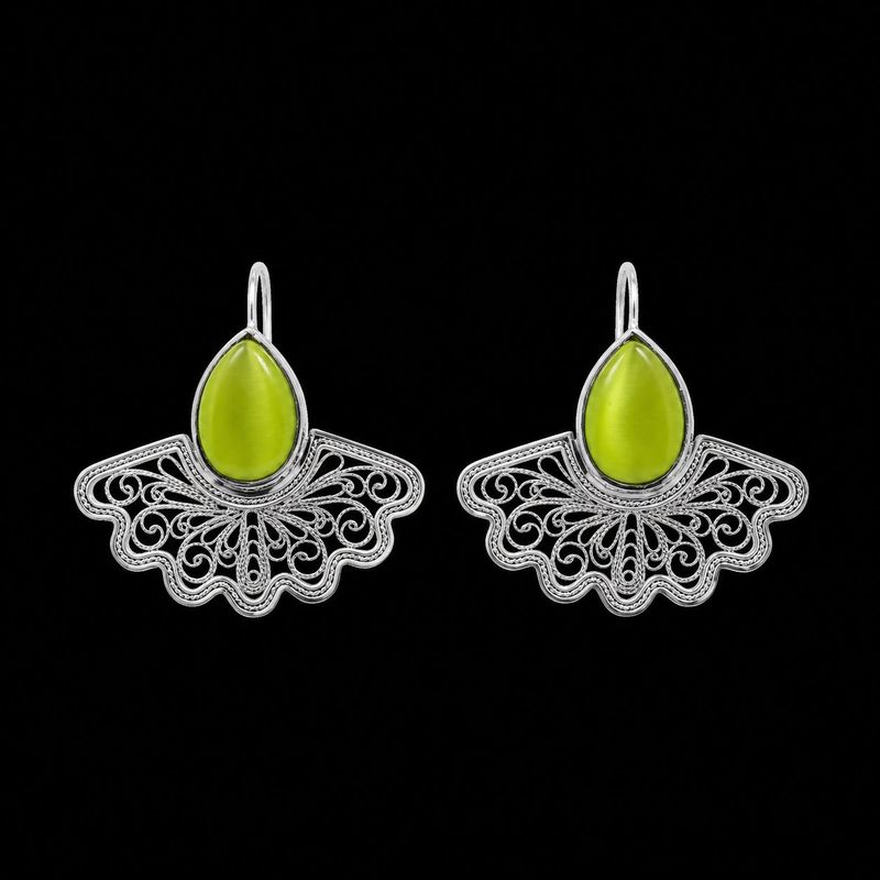 گوشواره عصایی نقره زنانه مدل طاووس