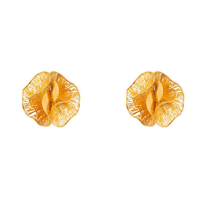 گوشواره میخی طلا 18 عیار زنانه درنیتا گلد مدل گل فیوژن