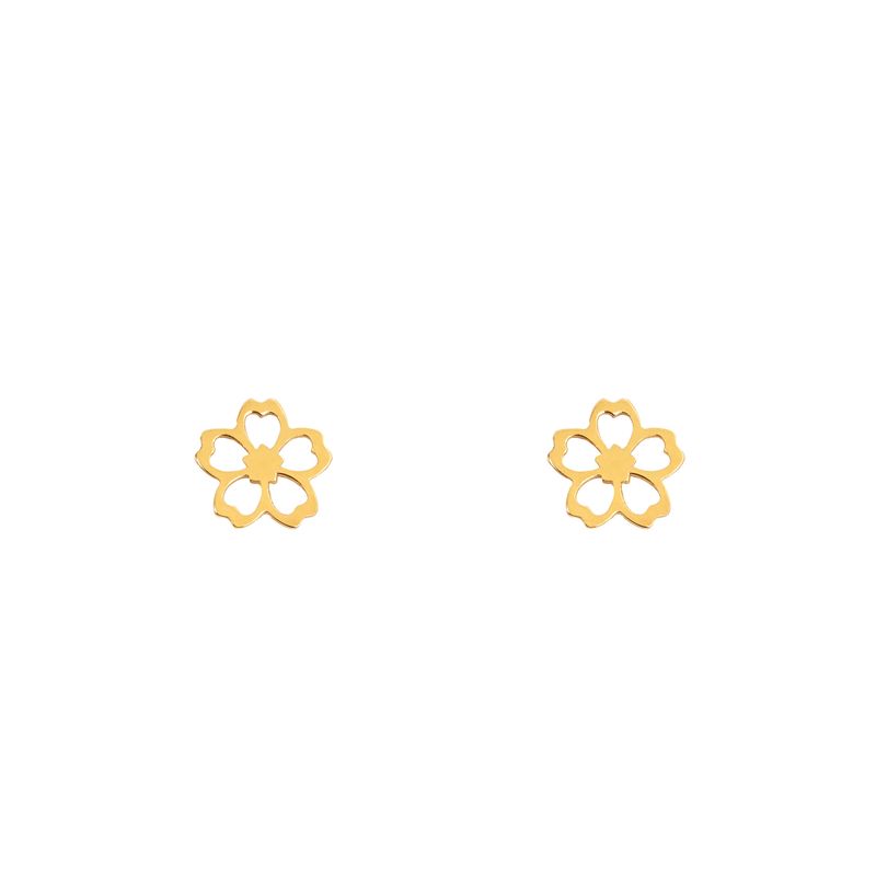 گوشواره میخی طلا 18 عیار زنانه درنیتا گلد مدل گل کد 694le