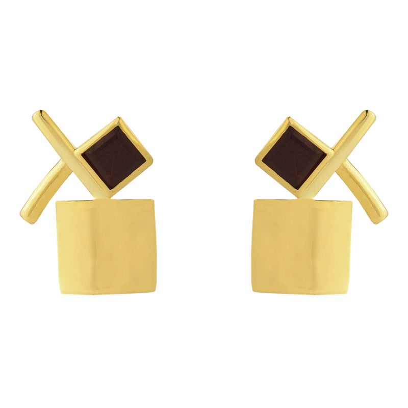 گوشواره میخی طلا 18 عیار زنانه کیا گالری مدل ضربدر مربع کد ae256
