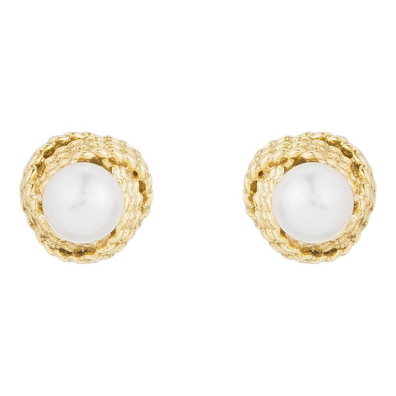 گوشواره میخی طلا 18 عیار زنانه کیا گالری مدل مروارید کنفی کد em127