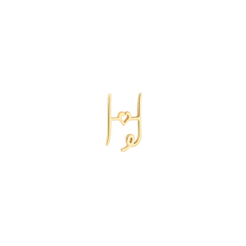 گوشواره میخی طلا کم اجرت  18 عیار زنانه سایا گلد مدل تک لنگه حرف h