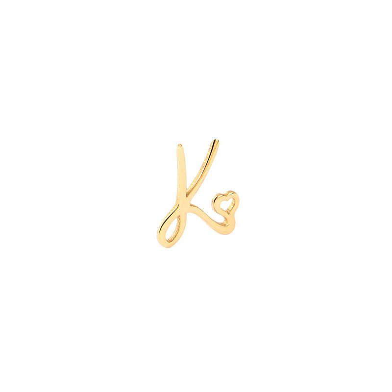 گوشواره میخی طلا کم اجرت  18 عیار زنانه سایا گلد مدل تک لنگه حرف k