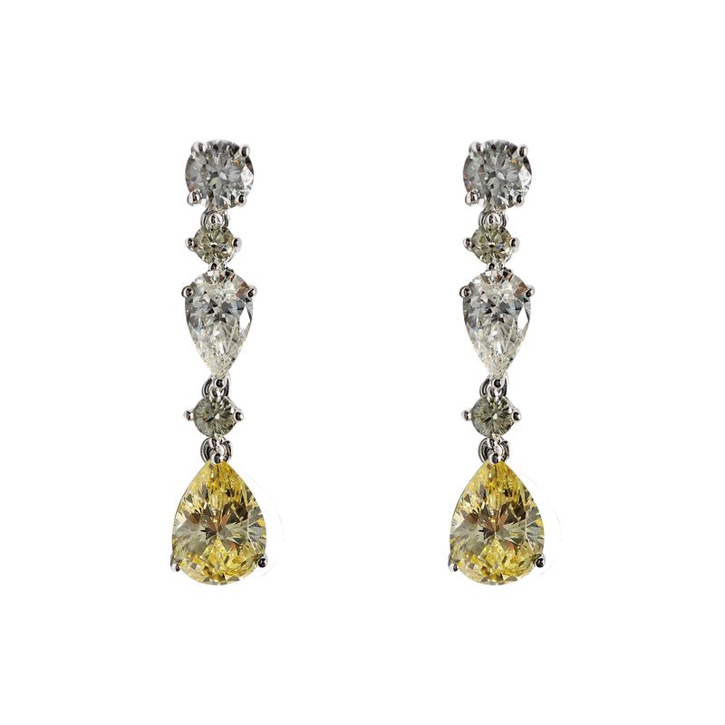 گوشواره میخی نقره زنانه مدل citrine & diamonds