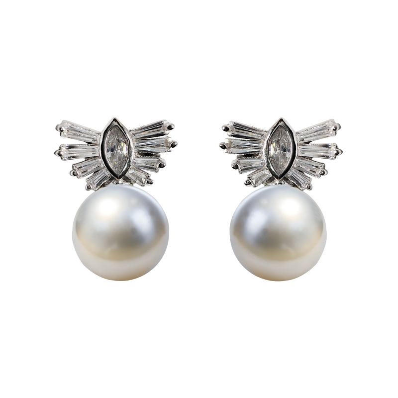 گوشواره میخی نقره زنانه مدل dropping pearl
