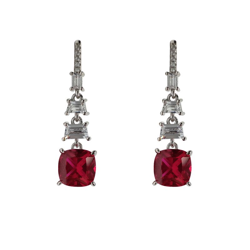 گوشواره میخی نقره زنانه مدل mixed ruby (2)