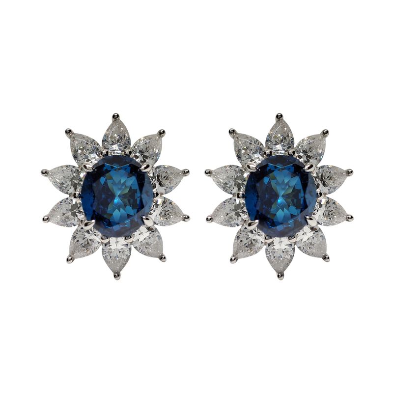 گوشواره میخی نقره زنانه مدل tanzanite flower