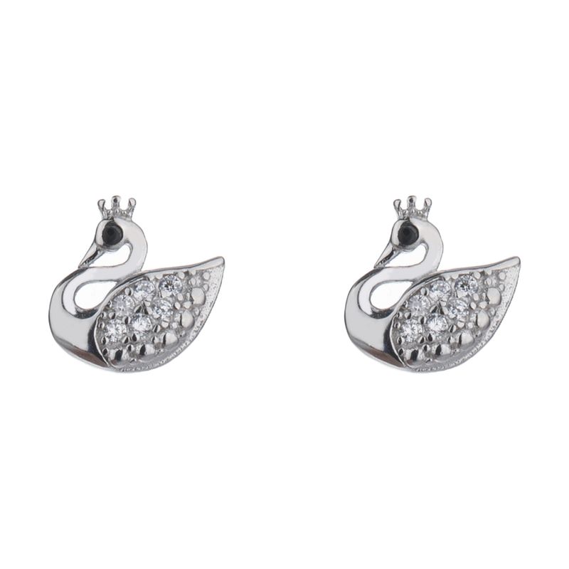 گوشواره نقره آی جواهر طرح قو کد 77294sgu