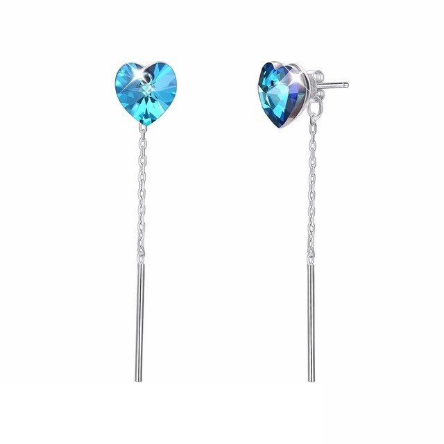 گوشواره نقره طرح ویکتوریا سواروسکی مدل قلب کد e390