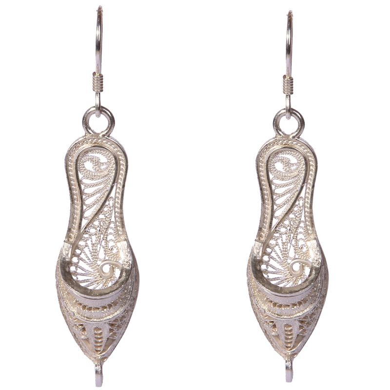 گوشواره نقره ملیله طرح چارق کد rm16