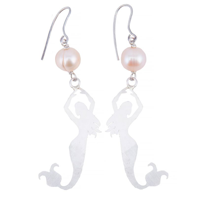 گوشواره پری دریایی و نقره سنگ و زر مدل sz111614